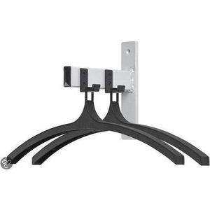 Wandgarderobe - Zwart - Aluminiumgrijs - 2 Haken en Hangers