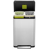 EKO X-Cube Pedaalemmer Duo 40 Liter (20+20L) - Mat RVS voor Afvalscheiding - Soft-close
