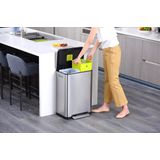 EKO X-Cube Pedaalemmer Duo 40 Liter (20+20L) - Mat RVS voor Afvalscheiding - Soft-close