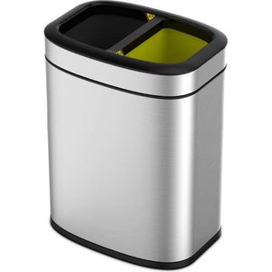 EKO - OLI-Cube Open Top Bin 10+10 liter - Stainless steel Polypropylene - mat RVS - Prullenbak