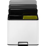 EKO - Pedaalafvalemmer Recycler - Wit - Staal - 30 l - 2-voudige Afvalbak