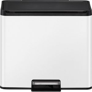 EKO - Pedaalafvalemmer Recycler - Wit - Staal - 30 l - 2-voudige Afvalbak
