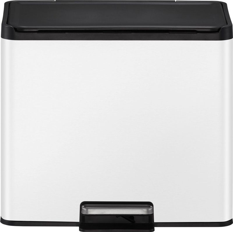 EKO - Pedaalafvalemmer Recycler - Wit - Staal - 30 l - 2-voudige Afvalbak