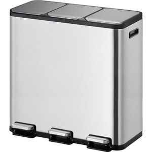 EKO EcoCasa 1 recycling Pedaalemmer 15+15+15L - Mat RVS