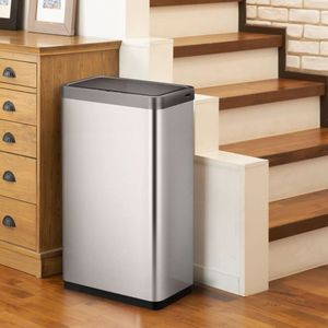 EKO Mirage Sensor Prullenbak - 80 Liter - matzilver RVS - soft-close - fingerprintproof