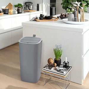 EKO Morandi Smart Sensor-Abfalleimer, Kunststoff, Touch-Bedienfeld, Dichtungsring, B 271 x T 271 x H 591 mm, 30 Liter, grau