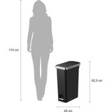EKO Hana Slim Pedaalemmer - 40 L - Zwart - Luchtdicht - Prullenbak - Soft-close