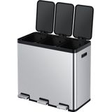 EKO - Essential 1 Recycler pedaalemmer 20+20+20 liter - Stainless Steel Plastic - mat RVS - Prullenbak
