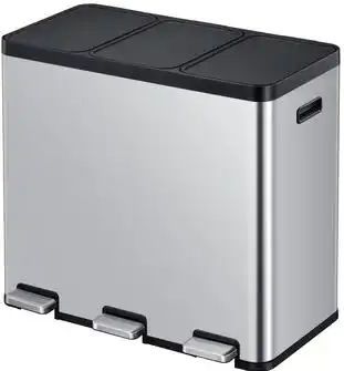 EKO - Essential 1 Recycler pedaalemmer 20+20+20 liter - Stainless Steel Plastic - mat RVS - Prullenbak