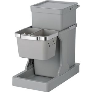 EKO - Deco Inbouwafvalemmer 20+4 Liter - Grijs - Plastic en RVS