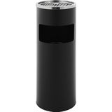 Combi-asbak - Rond - Zwart - Plaatstaal - Inhoud 12,5 l