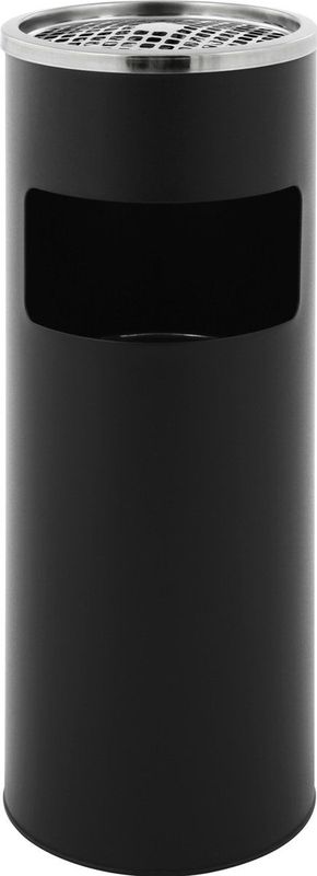 Combi-asbak - Rond - Zwart - Plaatstaal - Inhoud 12,5 l