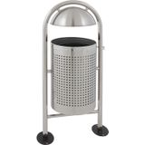 V-part - Ronde Buitenafvalbak - Mat RVS - Zilver - 27 Liter