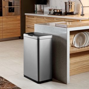 EKO Mirage Duo Sensor Prullenbak 40 Liter (20+20L) - Mat RVS - Afvalscheiding