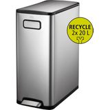 EKO - Ecofly - Pedaalemmer - Zilvermat RVS - 2x20 liter - Afvalscheiding