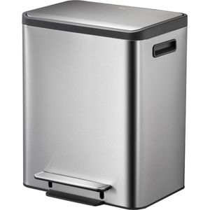 EKO EcoCasa vuilnisbak | RVS | mat RVS | 15 + 15 liter