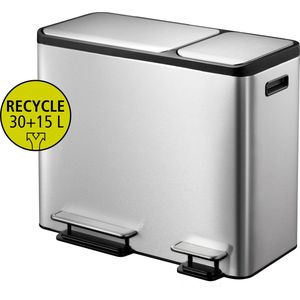 EKO - EcoCasa Recycler Pedaalemmer - Mat RVS - 30+15 Liter
