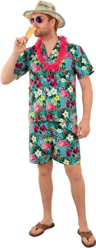 Hawaii - Maleko - Outfit - Blouse en Korte Broek - Kleur Multicolor - Inclusief Accessoires