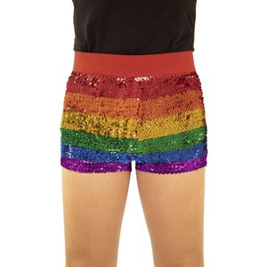 Hotpants met regenboog pailletten | Maat L/XL
