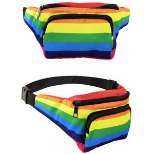Heuptas - Fanny pack - Money belt - Heuptasje dames - Festival tasje - Regenboog - Polyester - multicolor