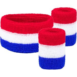 Zweetbandjes set Nederland 3 delig - Holland sport zweet bandje hoofdband WK EK festival