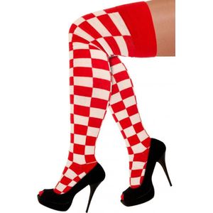 Kniekousen - Brabant - Rood-wit geblokt - Maat 36-42