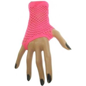 Visnet handschoenen fluor roze