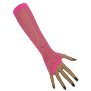 Nethandschoenen - Vingerloos - Fluorescerend Roze - Lang