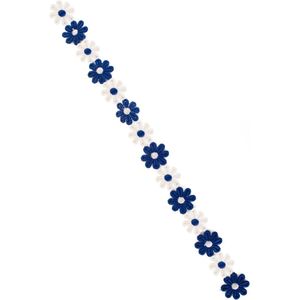 Bloemetjesband - Verkleedaccessoires - Hobby & creatief - 3 meter - Textiel - Blauw/wit