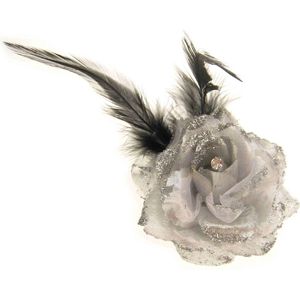 Bloem met speld/clip zilver
