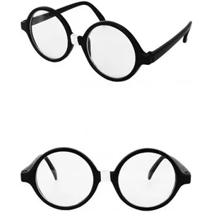 3 Stuks Zwarte Ronde Speelgoedbrillen Zonder Glazen - Tovenaarskostuum Accessoire