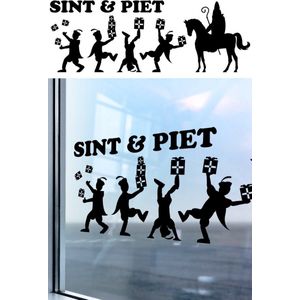 Raamsticker Sint & Piet Cadeautjes