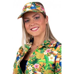 Zonneklep - Zonnepet - Voor dames en heren - Met elastische band - Hawaiian tropic - Hawaii - Oranje