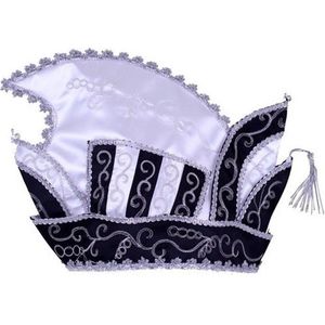 Prins Carnaval muts - heren - zwart/wit - Prinsenmuts - luxe prinsensteek - Verkleedhoofddeksels