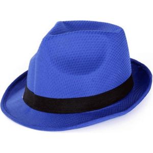 Party feest gleufhoedje - blauw - verkleed trilby hoed - kleuren/maffia/gangster thema feest