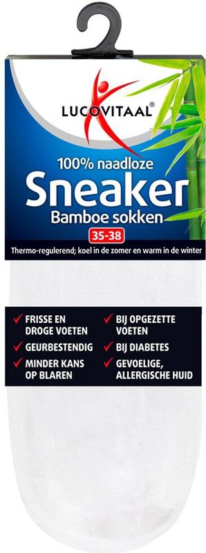 Lucovitaal - Sneaker Bamboesokken - Wit - Bamboe - Thermoregulerend