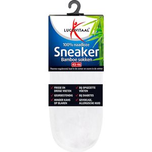 Lucovitaal - Sneaker Bamboesokken - Wit - Bamboe - Antimicrobieel