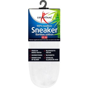 Lucovitaal - Sneaker Bamboesokken - Wit - Maat 43-46