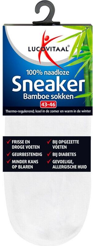 Lucovitaal - Sneaker Bamboesokken - Wit - Maat 43-46