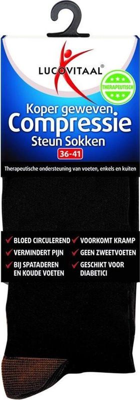 Lucovitaal Compressie Steun Sokken Zwart maat 36-41 1 paar