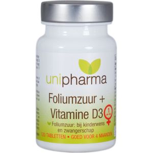 Unipharma Foliumzuur + Vitamine D3 Tabletten 120st