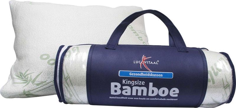 Lucovitaal Kingsize Bamboe Kussen - ademend  - antibacterieel - hypoallergeen - 66cm x 50cm x 18cm