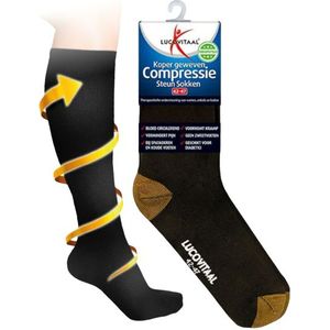 Lucovitaal - Compressie Steun Sokken - Zwart - 6x 1 paar