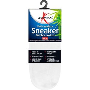 Lucovitaal - Bamboe Sneakersokken - Wit - 12 paar