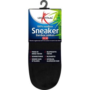 Lucovitaal - Bamboe Sneakersok - Zwart - 12 paar