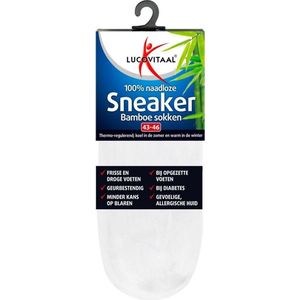 Lucovitaal - Bamboe Sneakersokken - Wit - 12 paar
