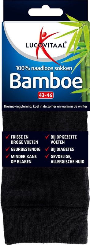 Lucovitaal Bamboe Sokken Lang Zwart 1 Paar