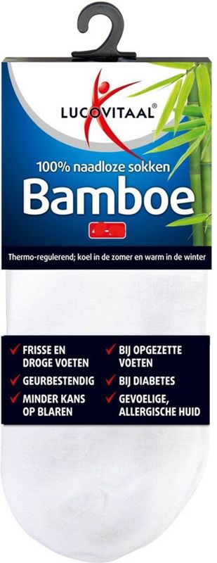 Lucovitaal Bamboe - Enkelsok - Wit - 1 Paar