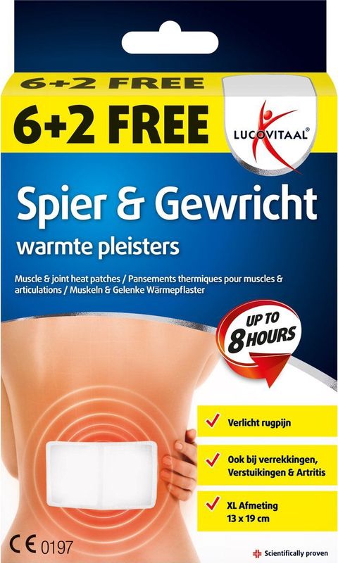 Lucovitaal - Spier & Gewricht Warmte Pleisters - 13 x 19 cm - 8 stuks