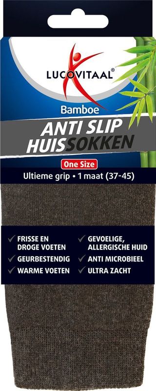 Lucovitaal - Anti Slip Huissokken - Zwart - Zijdezacht - 1 Paar
